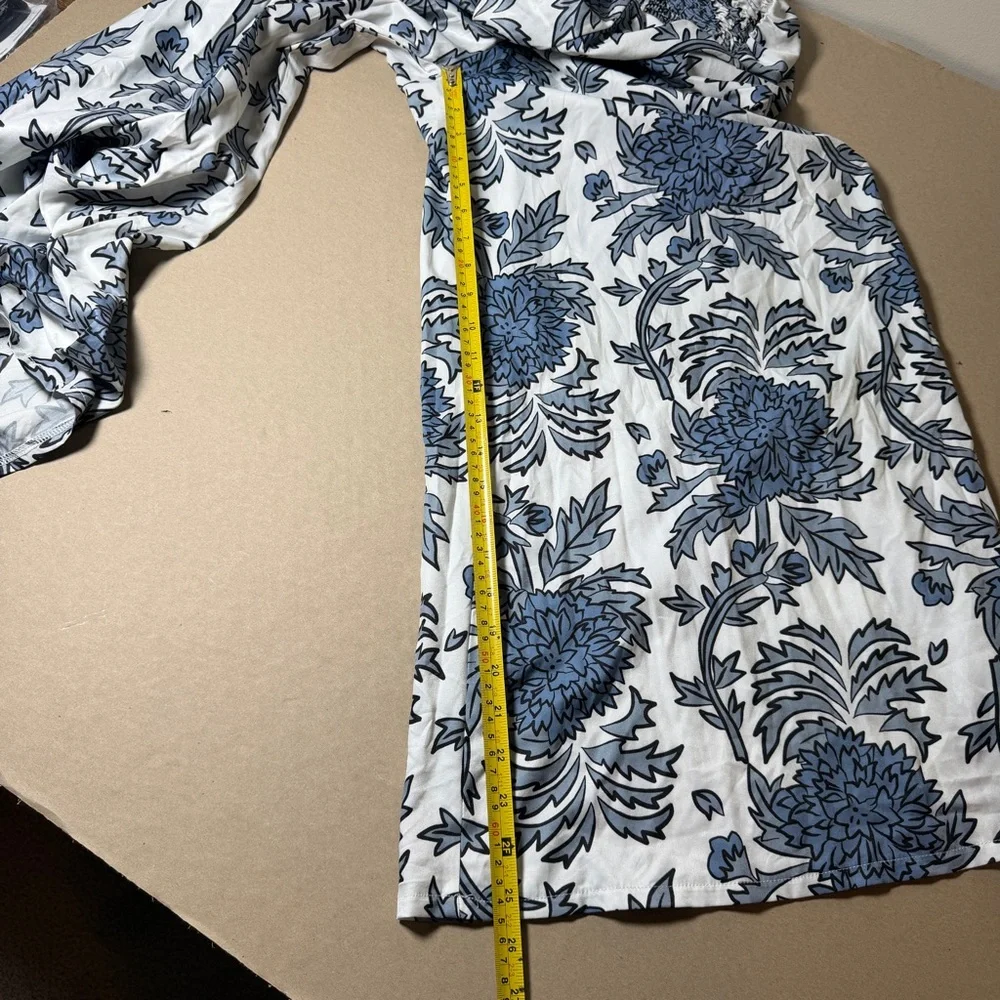 tropical blue and white womens romper size XL pants beach resort wear floral - Picture 7 of 9